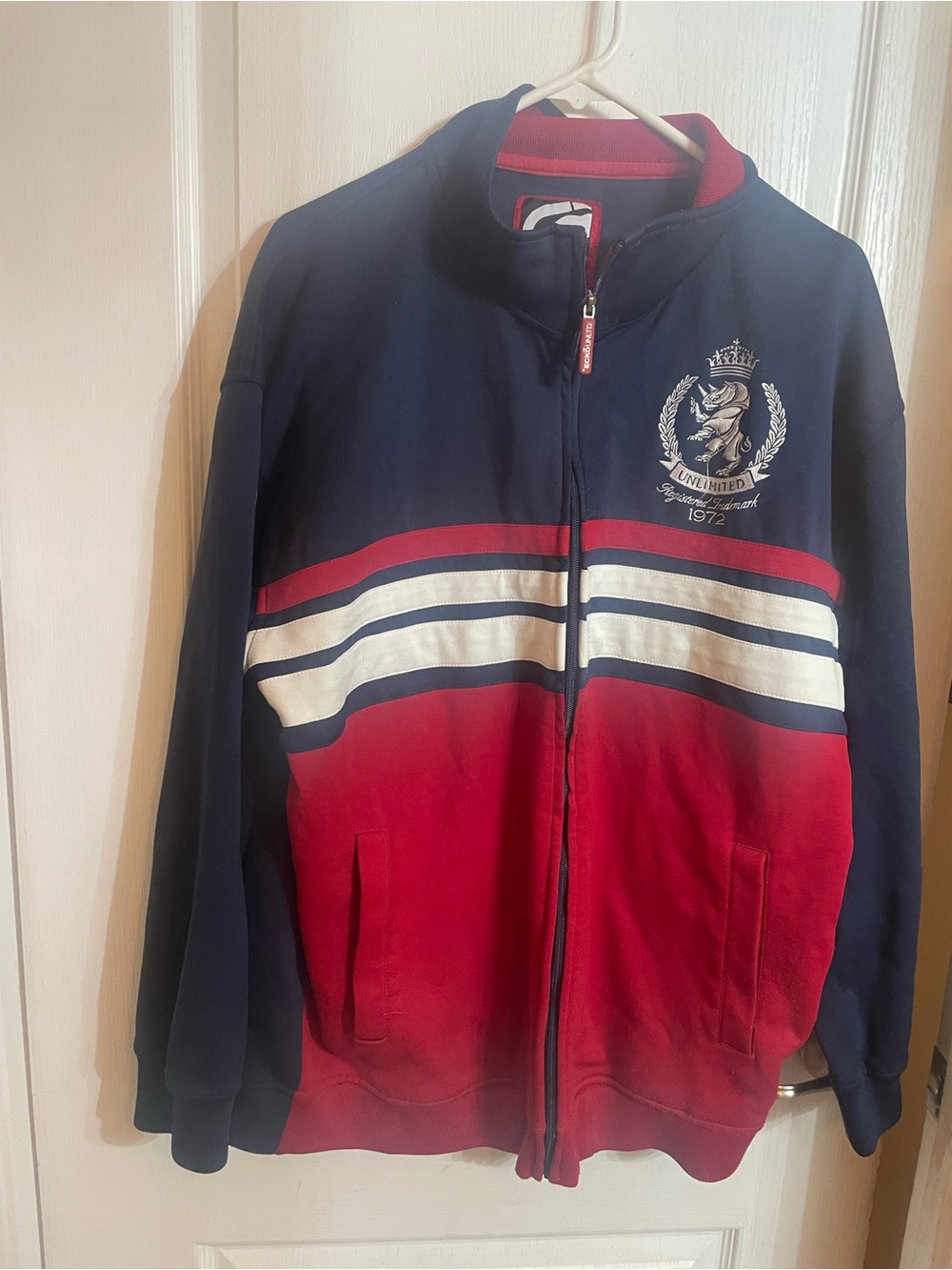 Men's Ecko Navy blue & Red Zip-Up Jacket with Crest